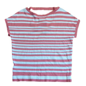 Loft Cap Sleeve Striped Tee Small White Coral